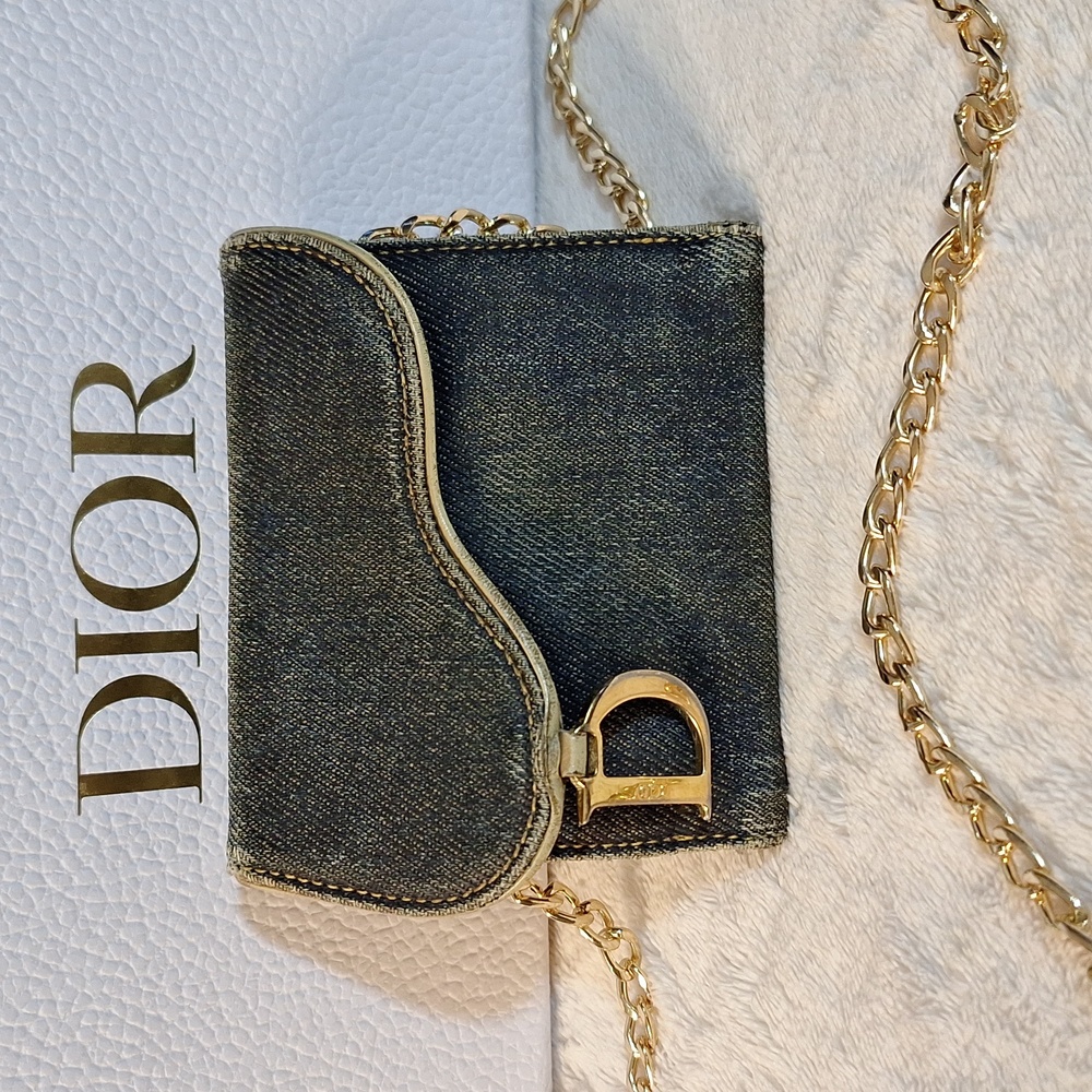 DIOR $675 Denim Saddle Wallet